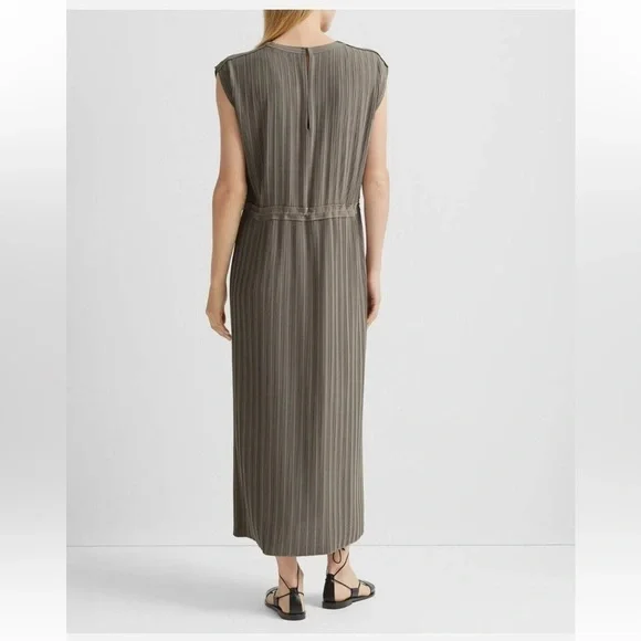 Club Monaco woven pleated midi dress in green - size 4 - Picture 2 of 12